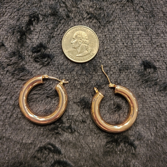 Jewelry | Rose Goldtone Medium Size Fat Hoop Earrings 4 | Poshmark
